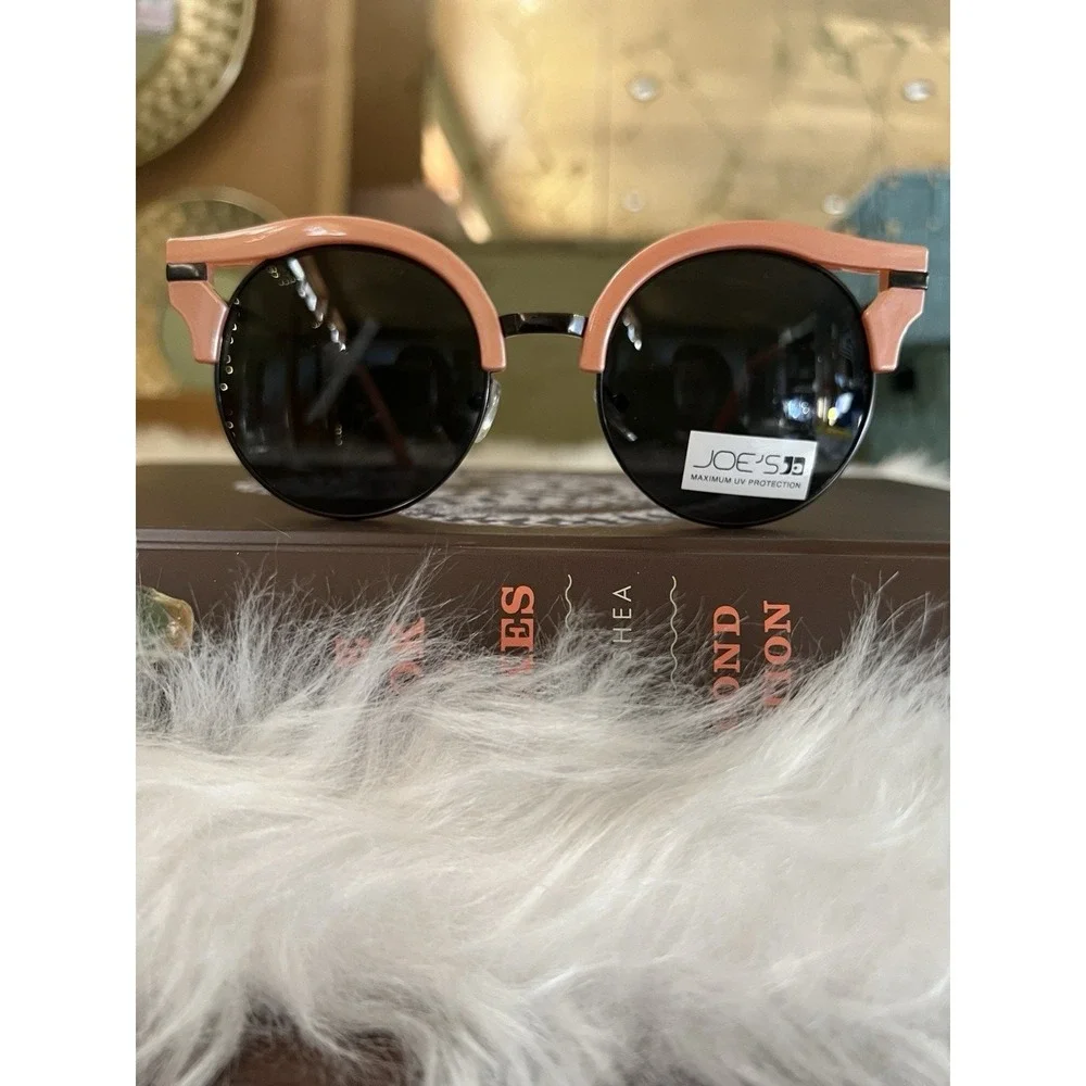 2 Pair Joes Jeans Round Sunglasses UV Protection‎ Satin Blush Gunmetal Grey NWT
